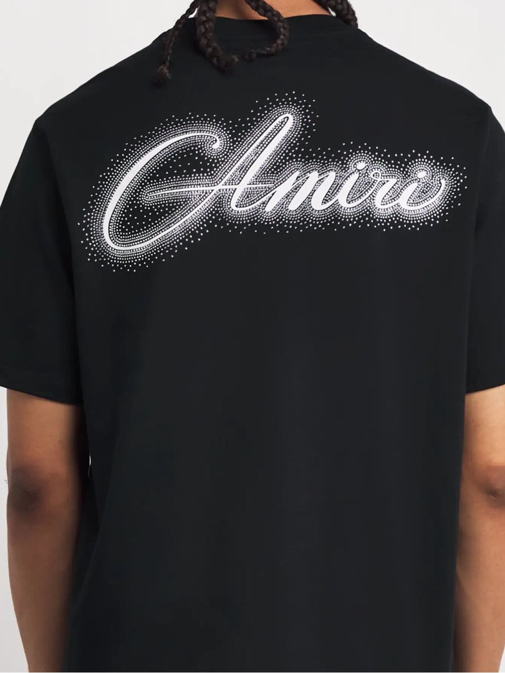 AMIRI Black Crystal logo T-Shirt with White Script